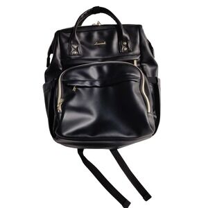 Lovevook Black Faux Leather Laptop Backpack USB Charging Port 16"  Professional